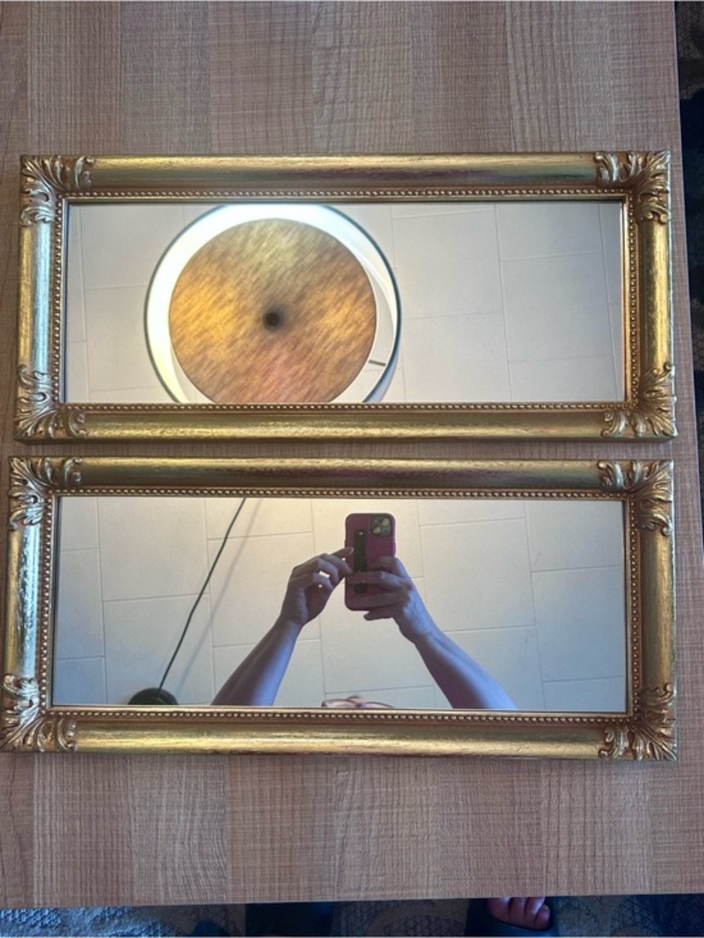 Home Interiors Gold Ornate Rectangular Wall Mirror Duo